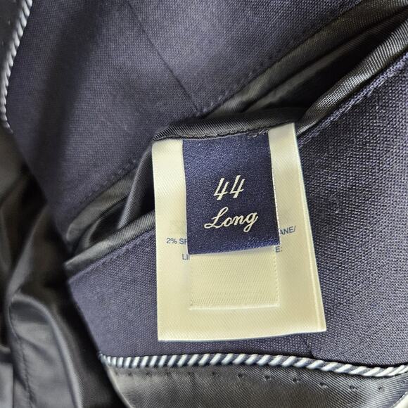 Lands' End Year Rounder Stretch Wool Blazer 44L Traditional Fit Navy Suit Jacket - Picture 6 of 16